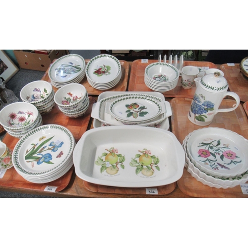 356 - Five trays of Portmeirion pottery 'the Botanic Garden' and other design items to include; flan dishe... 