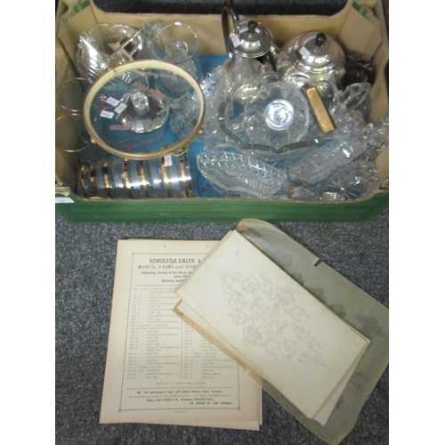 360 - Box of mostly glassware to include; various moulded glass dressing table items, two handled punch bo... 