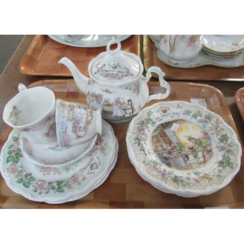 364 - Tray of Royal Doulton 'Brambley Hedge' items to include: teacups and saucers, teapot, collectors pla... 