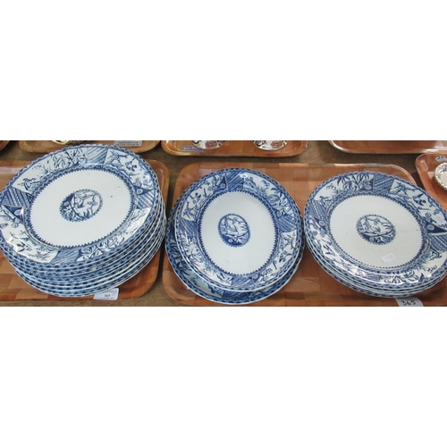 365 - Two trays of blue and white oriental design Gordon B. Bros plates and oval dishes. (2)
(B.P. 21% + V... 