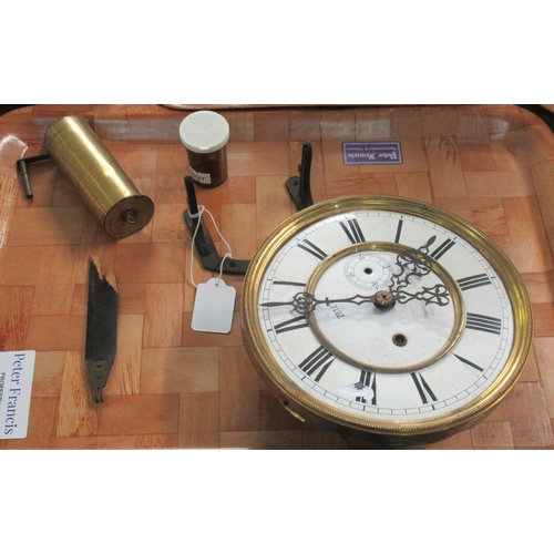 369 - Clock face with Roman numerals and various clock parts including weight.
(B.P. 21% + VAT)