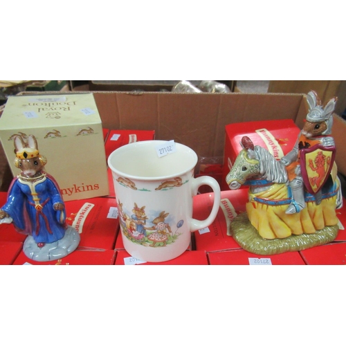 373 - Two boxes of boxed Royal Doulton 'Bunnykins' items; some 75th Commemorative editions.
(B.P. 21% + VA... 