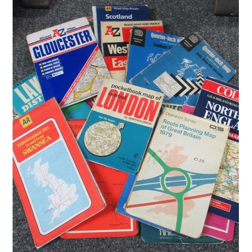 374 - Box of maps to include: Ordnance Survey, AA, A-Z, pocket map of Central London, Collins etc. 
(B.P. ... 