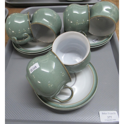 377 - 12 piece Denby 'Coloroll' coffee cup and saucer set. 
(B.P. 21% + VAT)