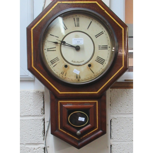 423 - Early 20th Century mahogany octagonal two train wall clock marked 'Seth Thomas'.
(B.P. 21% + VAT)