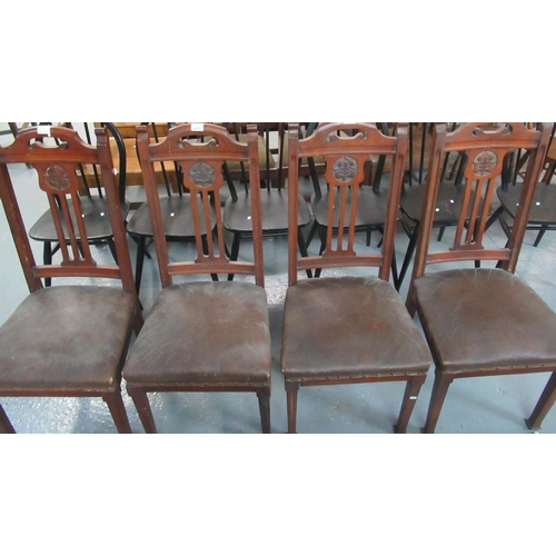 450 - Set of four Edwardian mahogany Art Nouveau design dining chairs on tapering legs (4)  (B.P. 21% + VA... 