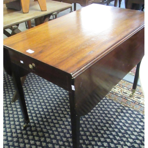 478 - Late Victorian mahogany Pembroke table on square tapering legs with brass cups and casters. 
(B.P. 2... 