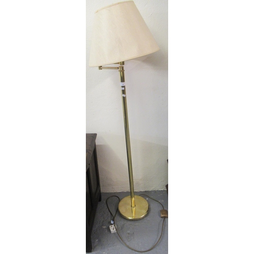 481 - Modern brass standard lamp and shade.  (B.P. 21% + VAT)