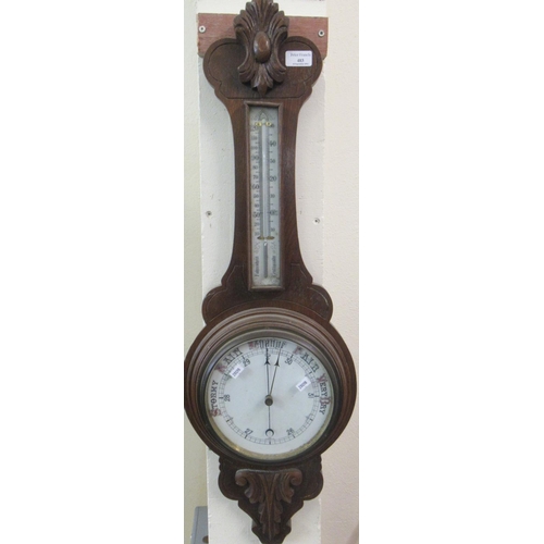 483 - Early 20th century oak wheel barometer.  (B.P. 21% + VAT)