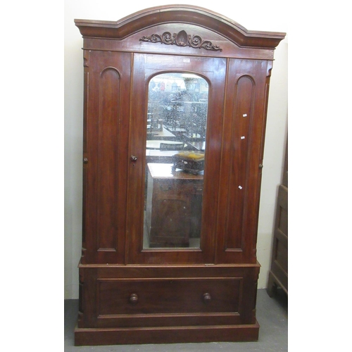 492 - Late Victorian mahogany single door mirrored wardrobe.
(B.P. 21% + VAT)