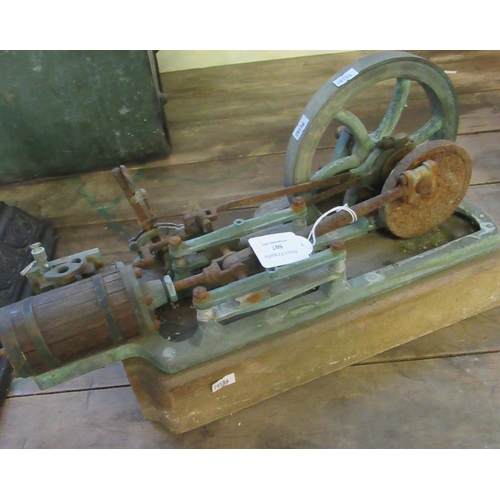 507 - A working model of a single cylinder steam driven pump. 47cm long approx. 
(B.P. 21% + VAT)