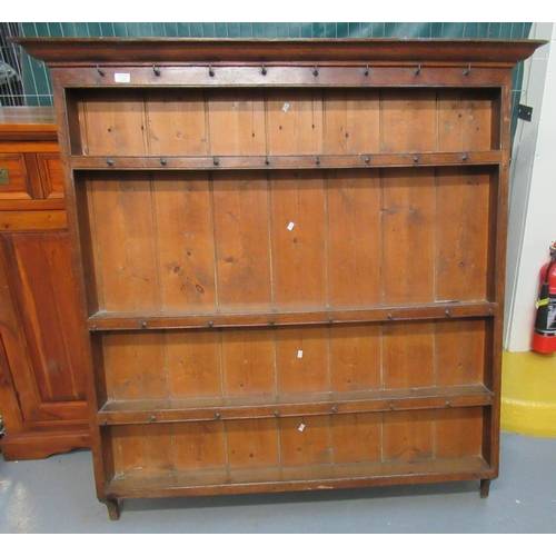 522 - 19th century Welsh oak dresser rack with pine boarded back.  1.36m wide approx.  (B.P. 21% + VAT)