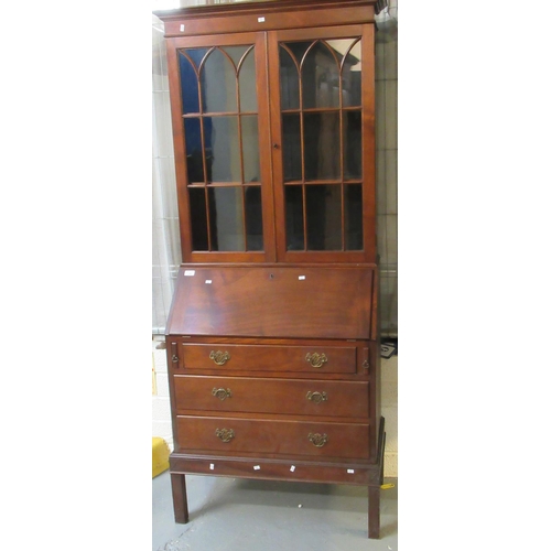 524 - Early 20th century mahogany astragal glazed bureau bookcase.  (B.P. 21% + VAT)