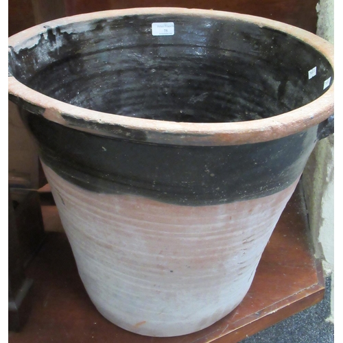 75 - Rustic terracotta two handled dairy pan.
(B.P. 21% + VAT)