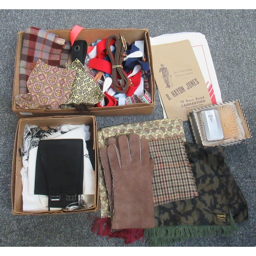 91 - Two vintage cardboard boxes (one marked Dunlop) containing various men's fashion accessories to incl... 