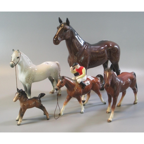 1 - Collection of three Beswick china horses, to include: 'The Winner' and Beswick foal, together with a... 