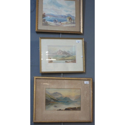 139 - Three 19th century British furnishing water colours, lake scenes, one signed 'Elijah Walten' dated 1... 