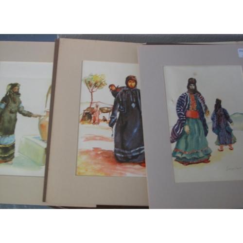 151 - Group of assorted costume prints, unframed, Middle Eastern Tribal figures.  Printed in The Lebanon. ... 