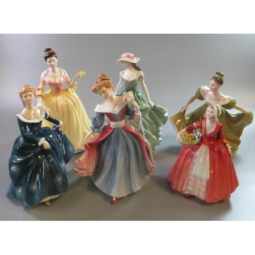 170 - Six Royal Doulton bone china figurines, to include: 'Janet', 'Lynne', 'Welsh Beauty' with COA, figur... 