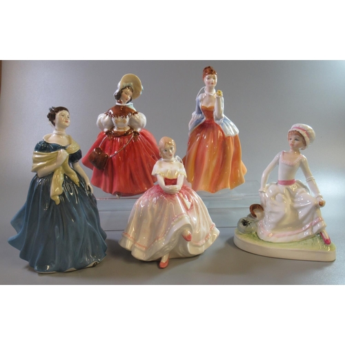 172 - Five Royal Doulton bone china figurines, to include: The Nursery Rhymes Collection 'Little Miss Muff... 