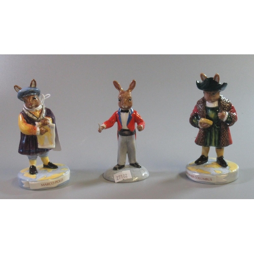 181 - Three Royal Doulton 'Bunnykins' bone china figurines, to include: 'Christopher Columbus', 'The Condu... 