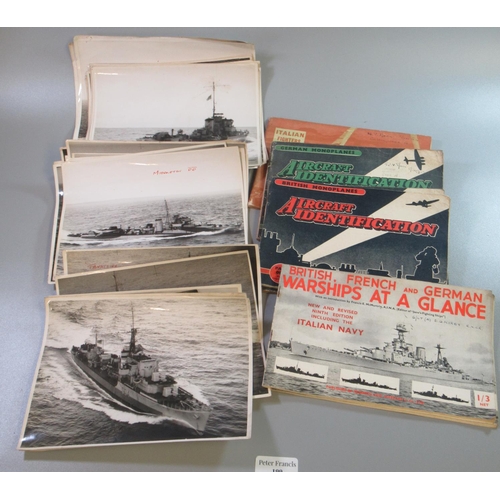199 - Box of assorted warship identification photographs, various, together with leaflets 'British Monarch... 