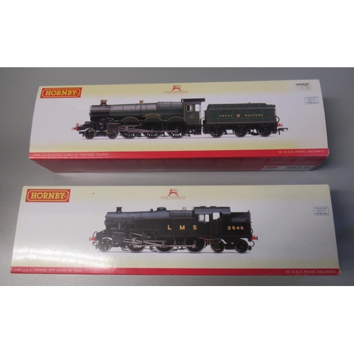 23 - Two Hornby OO gauge locomotives, to include: GWR 4-6-0 Castle Class 7P 'Tintagel Castle' and LMS 2-6... 
