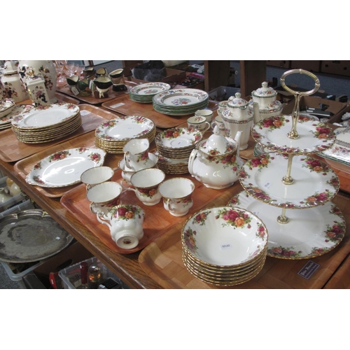 298 - Four trays of Royal Albert English fine bone china 'Old Country Roses' design tea and dinnerware ite... 