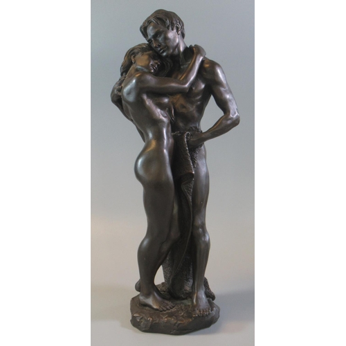 30 - A Heredities bronzed composition figure group, 'Feelings of Love', 35cm high approx.  Together with ... 