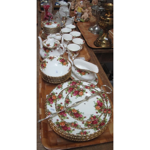 351 - Two trays of Royal Albert ‘Old Country Roses’ part teaware: six cups and saucers, six tea plates, si... 