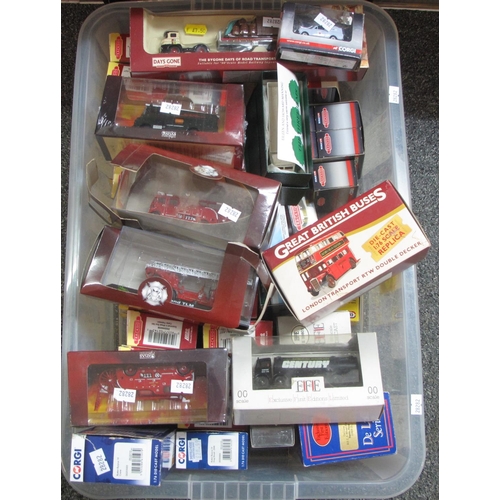 374 - Box of assorted diecast model vehicles all appearing in original boxes to include: Corgi, exclusive ... 