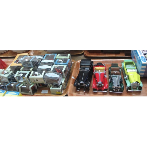 383 - A tray of Oxford Commercials scale 1:74 vehicles and accessories to include: tractors, cars, trailer... 