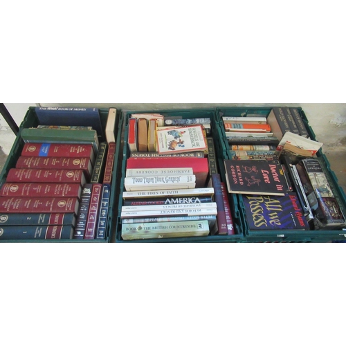 503 - Three crates of assorted mainly hardback books including: 'The British Encyclopaedia of Medical Prac... 