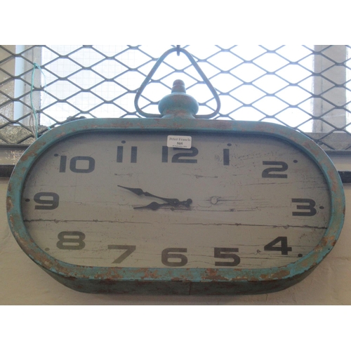 505 - Unusual vintage style oval shaped wall clock with later quartz movement.
(B.P. 21% + VAT)