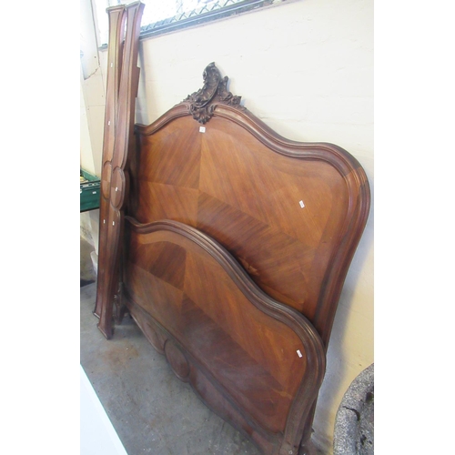 508 - Set of early 20th Century French design walnut bedsteads, having arched head with foliate moulding a... 