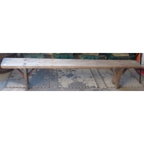 520 - Early 20th Century pine chapel or school bench. 218cm wide approx.
(B.P. 21% + VAT)