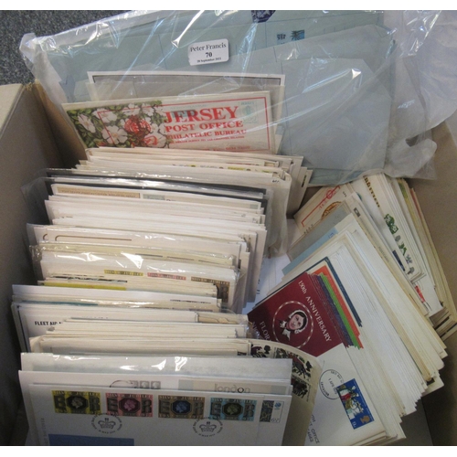 70 - Great Britain box of first Day Covers and large packet of air letters.   (B.P. 21% + VAT)