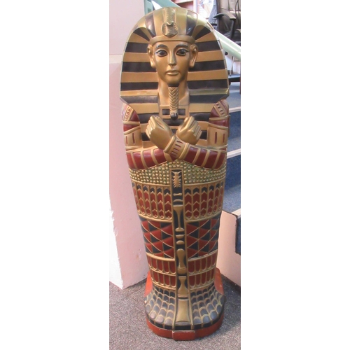 74 - Modern novelty wooden single door cabinet in the form of an Egyptian Sarcophagus Pharaoh mummy.  125... 