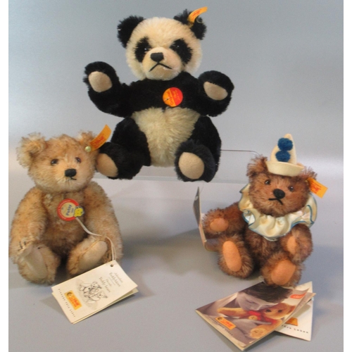 93 - Three Steiff teddy and miniature teddy bears, to include: 'Panda 15' in original box, 'Petsy 1928' a... 