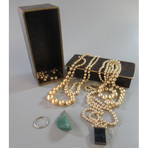 311 - Two simulated pearl necklaces and a pendant, silver ring etc.   (B.P. 21% + VAT)