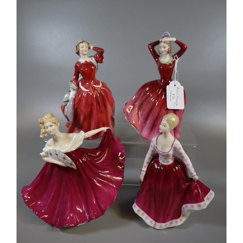 171 - Four Royal Doulton bone china figurines, to include: 'Blythe Morning', 'Katrina', 'Fiona' and 'Elain... 