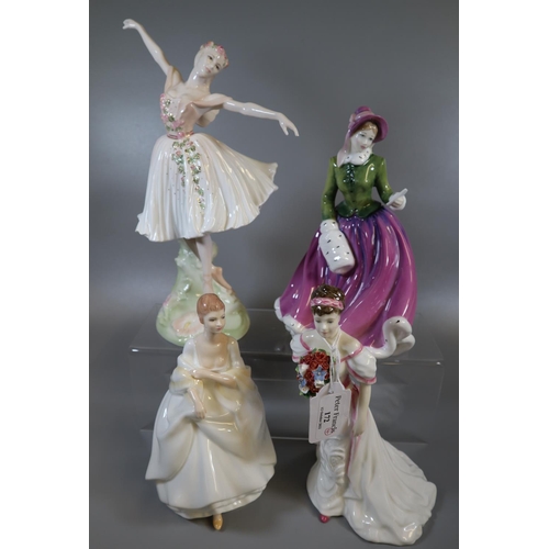 172 - Three Royal Doulton bone china figurines, to include: 'Bride of the Year 1996', 'Specially for You',... 