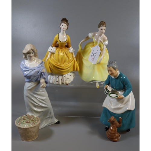 173 - Four Royal Doulton bone china figurines, to include: 'Coralie', 'Spring Song', 'The Favourite' and '... 