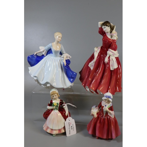 174 - Four Royal Doulton bone china figurines, to include: 'Valerie', 'Lavinia', 'Dulcie' and 'Ellen'.  (4... 