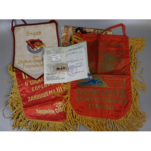 210 - Box file comprising original 'Cold War' period pennant and banners, to include: 'Brigade Der Deutsch... 