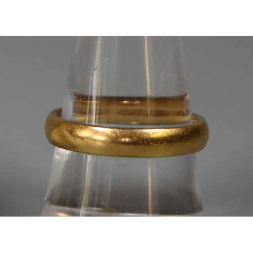 249 - 22ct gold wedding ring.  Ring size Q.  Approx weight 6.4 grams.
(B.P. 21% + VAT)