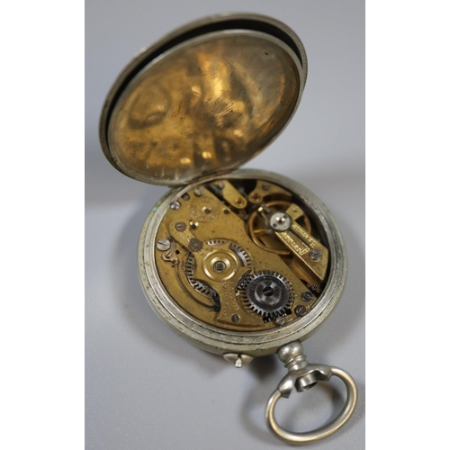 303 - Silver plated pocket watch with subsidiary seconds dial, 'Petit fils Roskopf'.
(B.P. 21% + VAT)