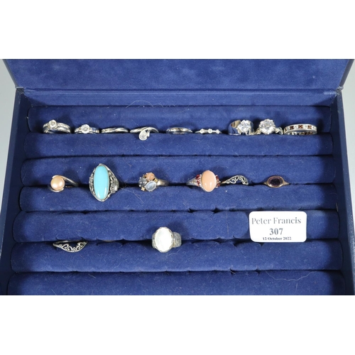 307 - Collection of gem set silver and costume jewellery rings.
(B.P. 21% + VAT)