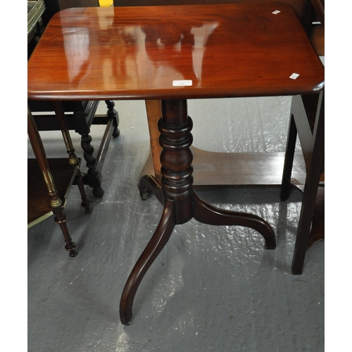 480 - 19th century mahogany tilt top tripod table of rectangular form.  66x48x77cm approx.  (B.P. 21% + VA... 