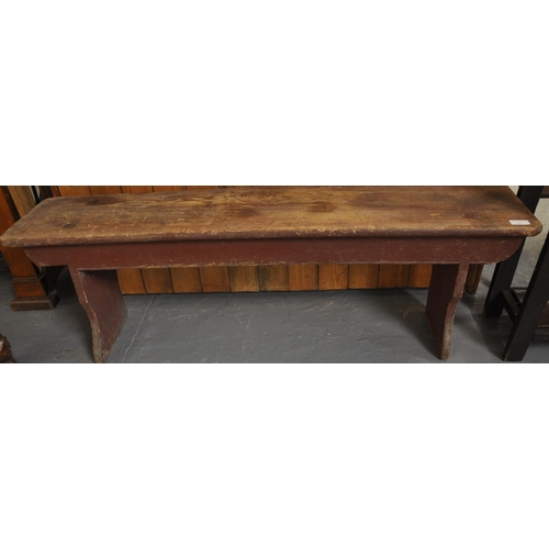 484 - Rustic pine low bench with shaped sides.  (B.P. 21% + VAT)